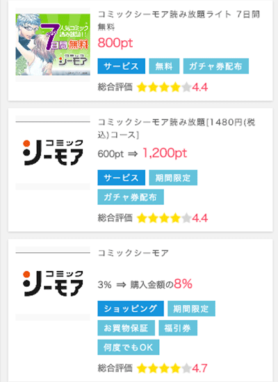 22年版 コミックシーモアの還元率が最も高いポイントサイトがどこか比較調査してみた ポイントサイトの比較情報サイト ポイ活道場